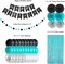 Black Teal Blue and Silver Happy Birthday Party Decorations Turquoise Aqua Balloons Décor Supplies Men Women Boys Girls 1st 2nd 3rd 16th 20th 25th 30th 35th 40th 45th 50th 60th 70th